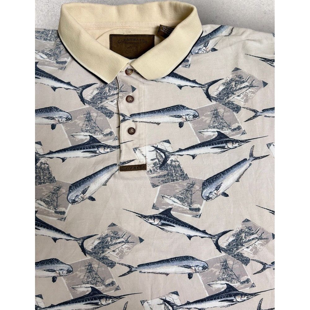 Clearwater Outfitters Shirt Mens‎ Size 2XL XXL Swordfish Fishing All Over Print